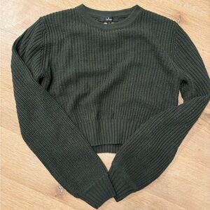 Lulus Dark Green Ribbed Knit Keyhole Sweater Long Sleeve Size Small